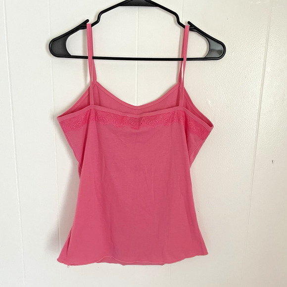 Y2K Coquette Fairy Pink Lace Trim Camisole L Bow Detail Tank Top Vintage NWT‎ - Picture 2 of 7